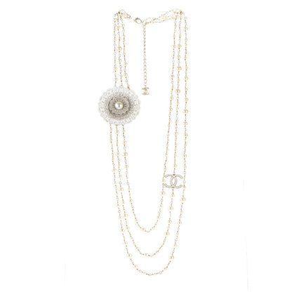Chanel Pearl CC Triple Strand Long Necklace Gold Pearly White 3 of 6
