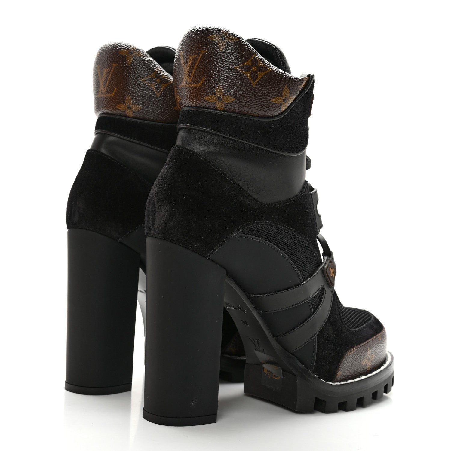 Louis Vuitton Suede Calfskin Monogram Star Trail Ankle Boots 39 Black 4 of 8