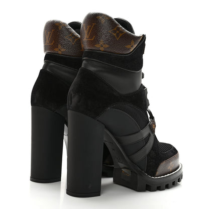 Louis Vuitton Suede Calfskin Monogram Star Trail Ankle Boots 39 Black 4 of 8