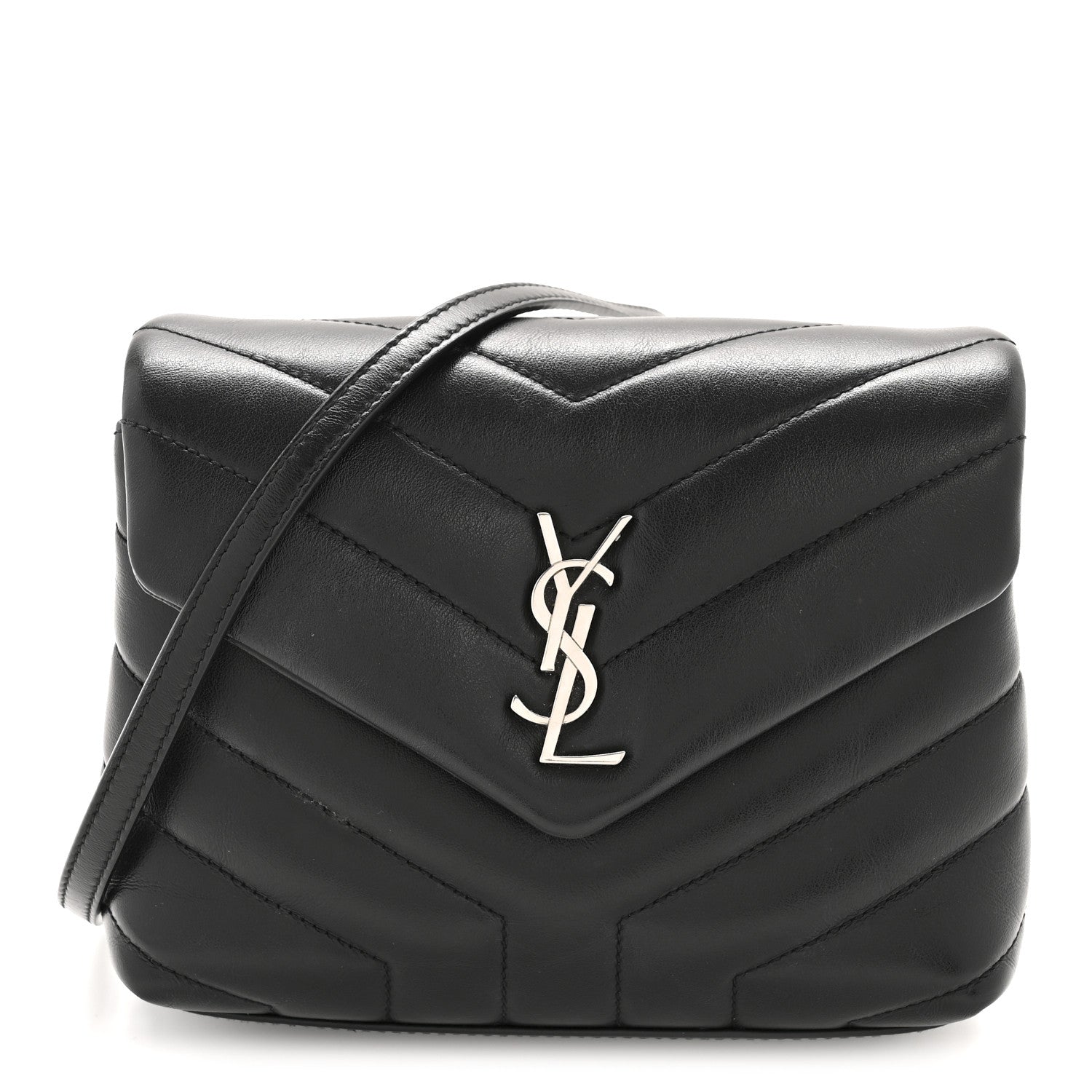 Saint Laurent Calfskin Y Quilted Monogram Toy Loulou Crossbody Bag Black 1 of 11