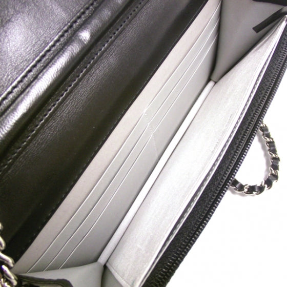 Lambskin Camelia Wallet on Chain
