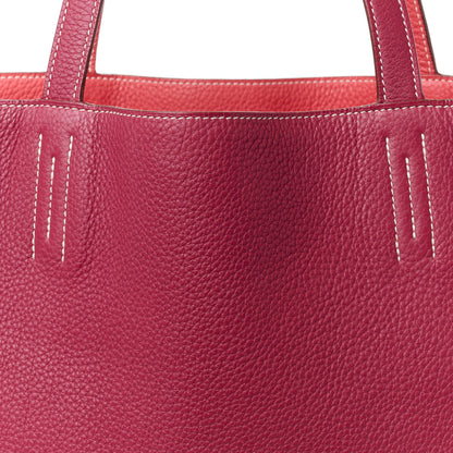 Hermes Taurillon Clemence Double Sens 36 Reversible Tote Rubis Bougainvillea 11 of 15