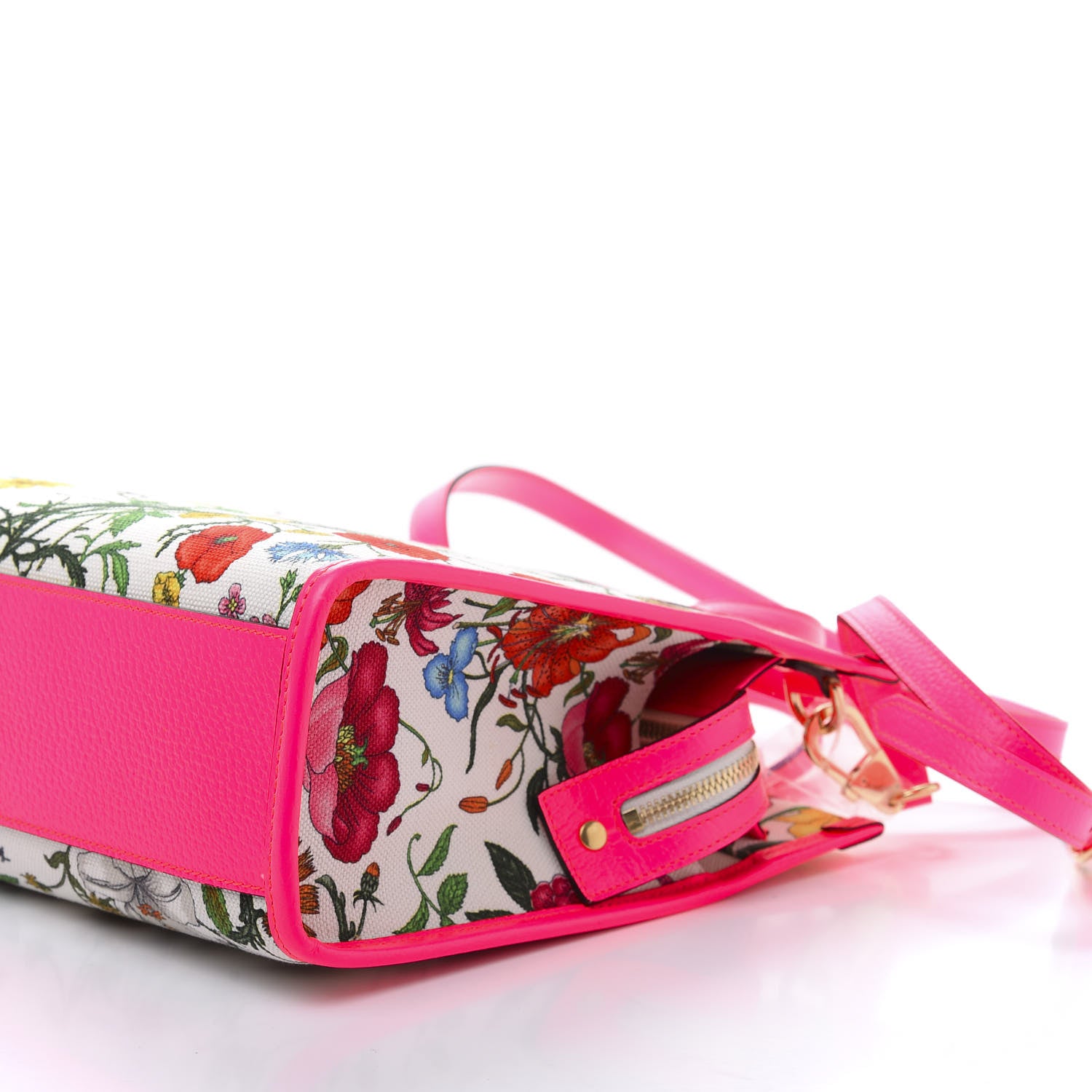 Gucci Canvas Medium Flora Tote Fuchsia 7 of 10