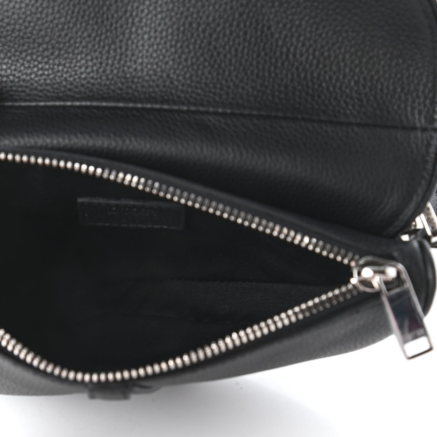Grained Calfskin Mens Mini Saddle Bag Black
