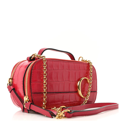Chloe Calfskin Crocodile Embossed Mini C Vanity Bag Red 3 of 9
