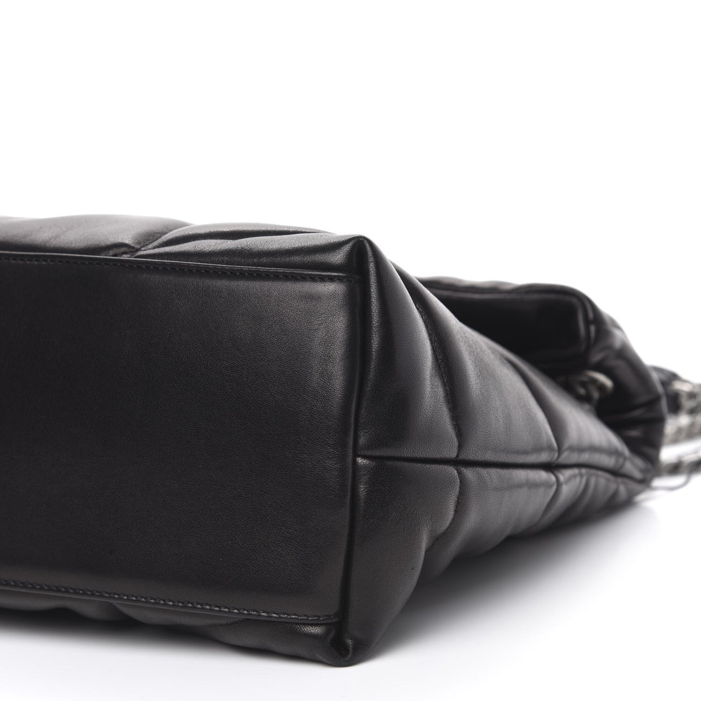 Lambskin Quilted Medium Loulou Puffer Monogram Chain Satchel Black