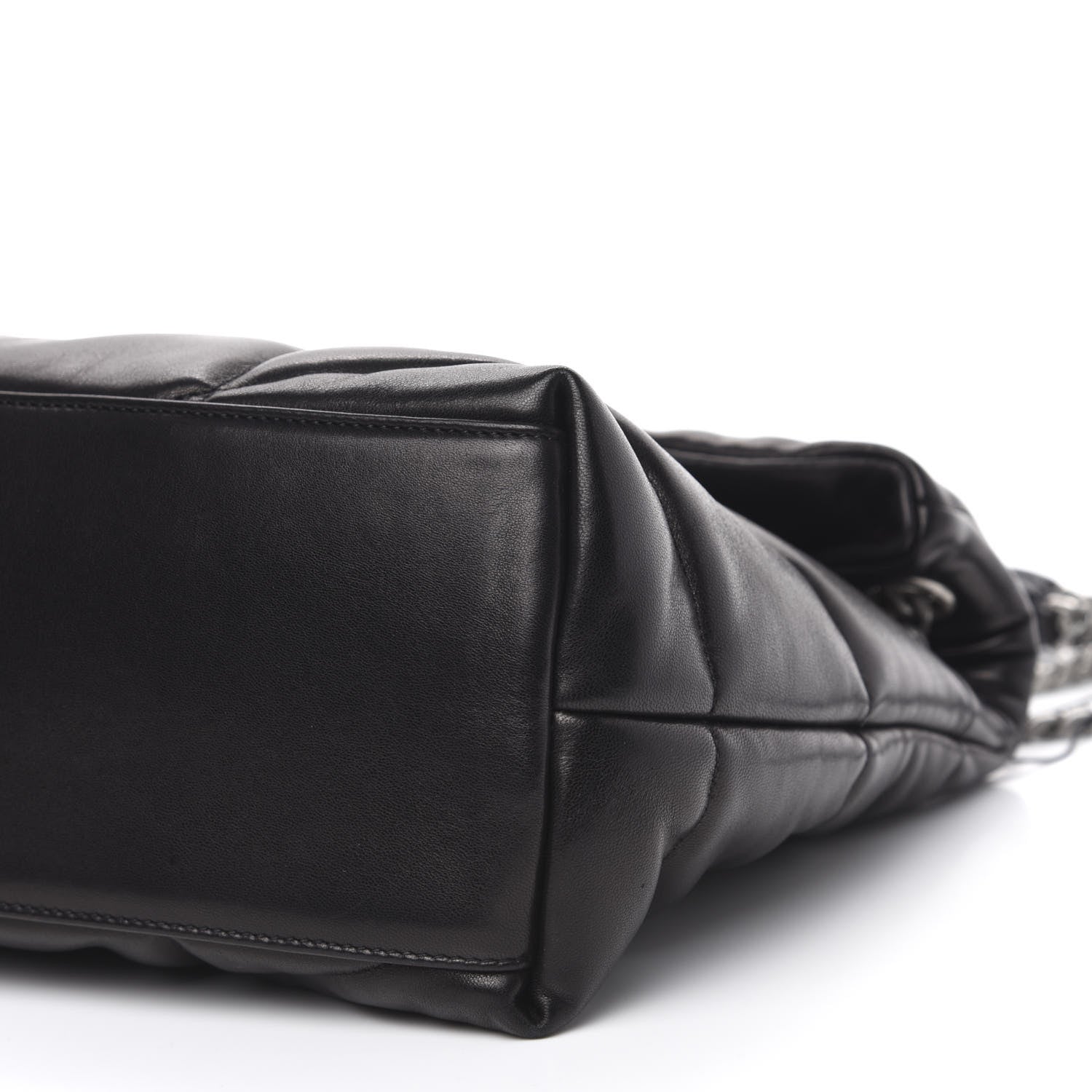 Saint Laurent Lambskin Quilted Medium Loulou Puffer Monogram Chain Satchel Black 9 of 11
