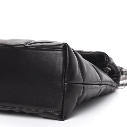 Saint Laurent Lambskin Quilted Medium Loulou Puffer Monogram Chain Satchel Black 9 of 11