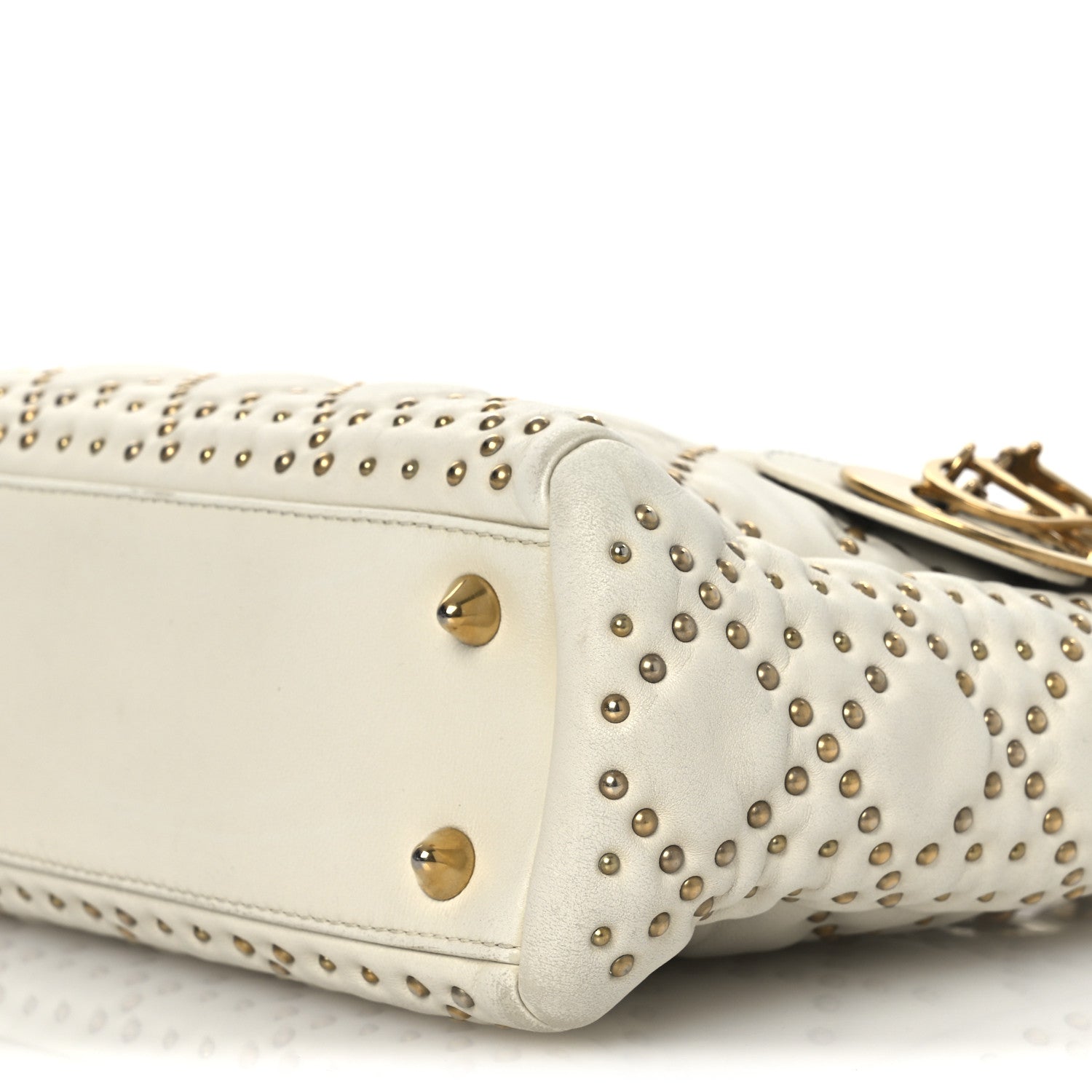 Christian Dior Calfskin Cannage Studded Small Supple Lady Dior White 10 of 15