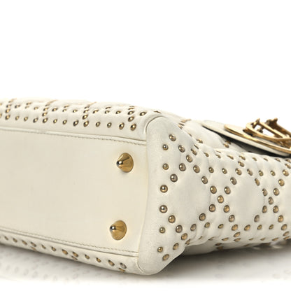 Christian Dior Calfskin Cannage Studded Small Supple Lady Dior White 10 of 15