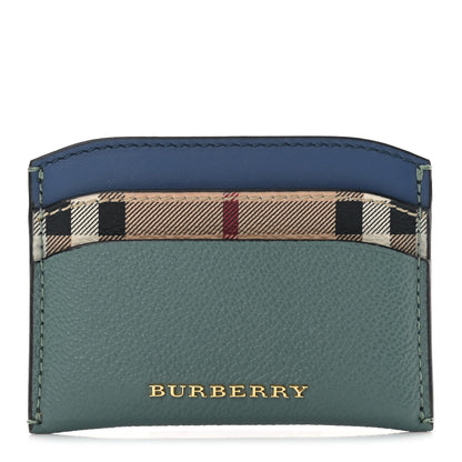 Burberry Soft Grain Calfskin Haymarket Check Izzy Card Case Eucalyptus Green Multicolor 1 of 8