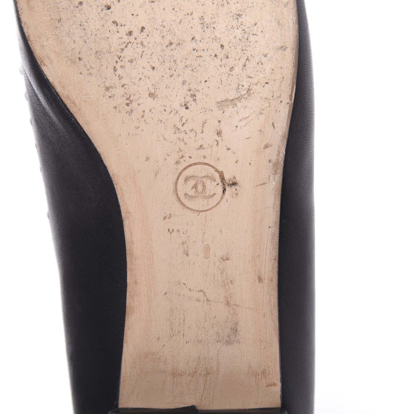 Lambskin Pearl Cap Toe CC Ballerina Flats 40 Black Navy