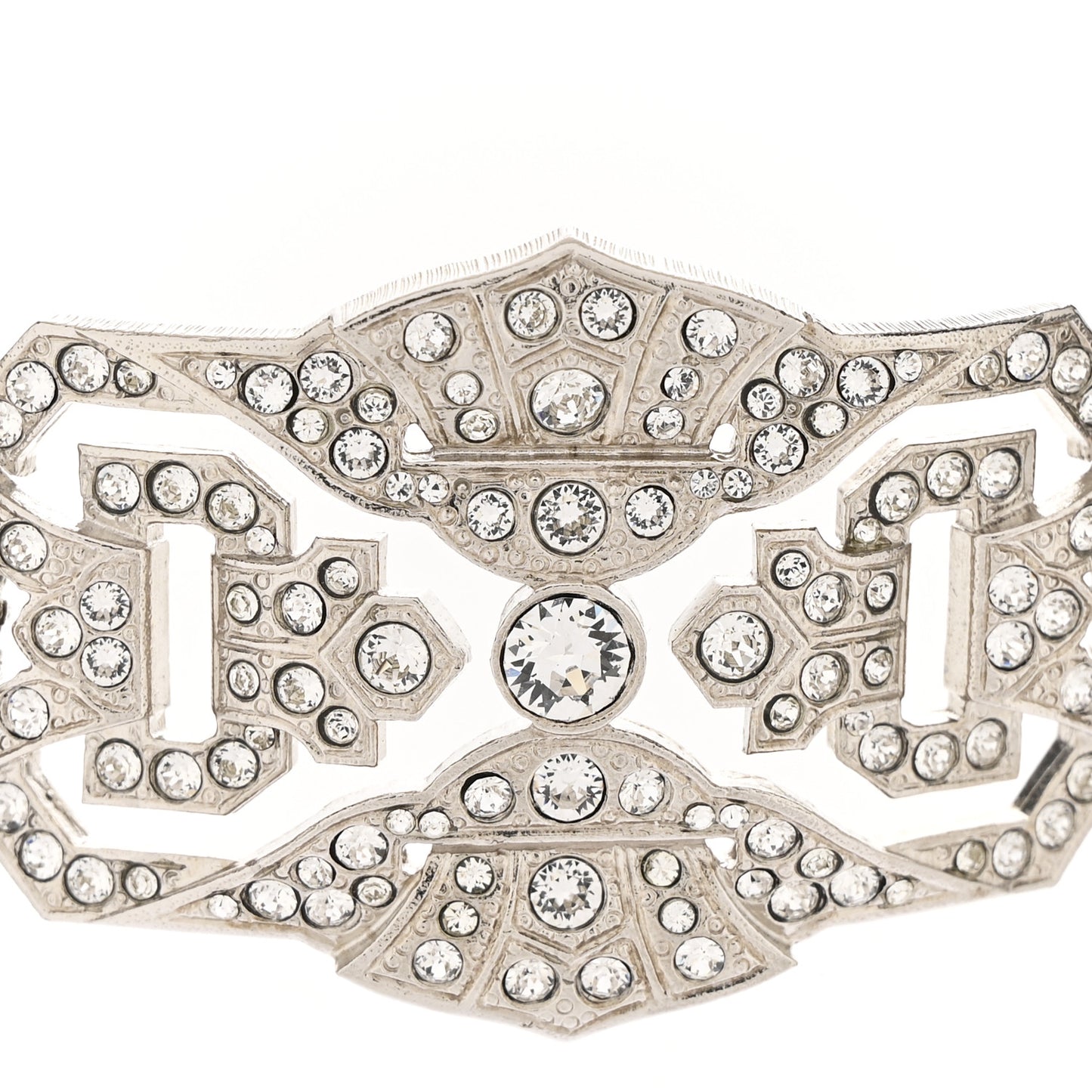 Metal Crystal CC Chain Choker Necklace Ruthenium
