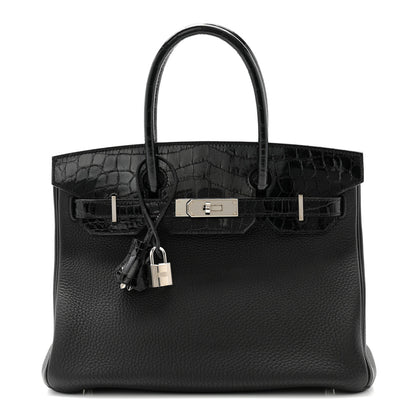 Hermes Togo Shiny Niloticus Crocodile Birkin Touch 30 Black 1 of 10