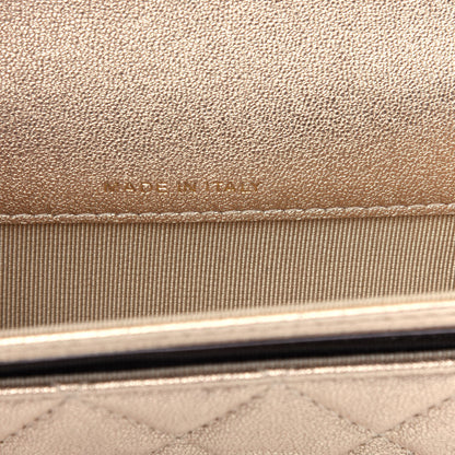 Chanel Metallic Lambskin Quilted Flap Card Holder Wallet Gold 7 of 9