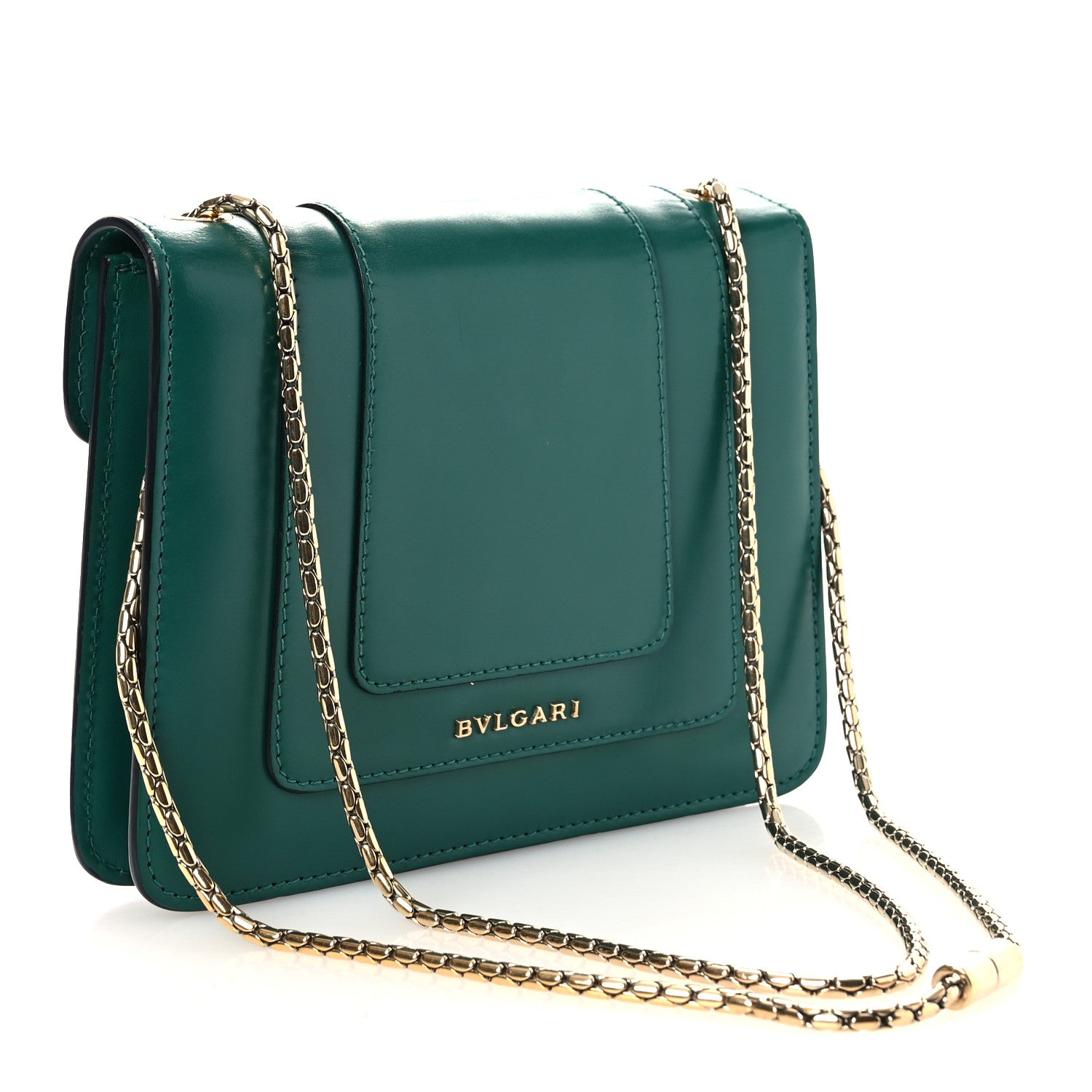 Bulgari Calfskin Small Serpenti Forever Snake Strap Crossbody Bag Emerald Green 4 of 14