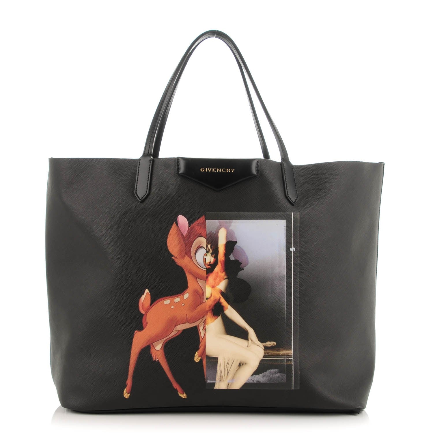 Givenchy Textured Coated Canvas Bambi Print Large Antigona Tote Black 1 of 9