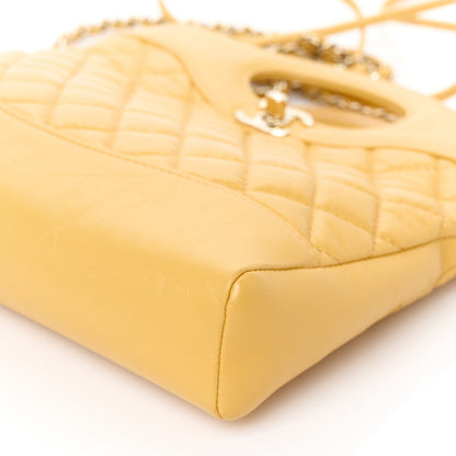 Chanel Shiny Crumpled Calfskin Quilted Mini 31 Shopping Bag Yellow 10 of 11