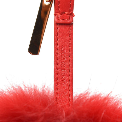 Fendi Fox Fur Shiny Nappa Heart Pom Pom Bag Charm Rosso Rosa 4 of 5