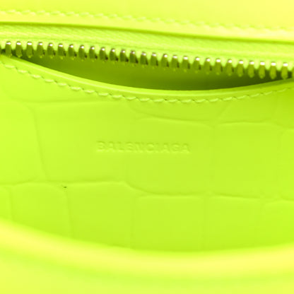Balenciaga Semi Shiny Calfskin Crocodile Embossed Neo Classic Silver Hardware Mini City Fluo Yellow 6 of 18