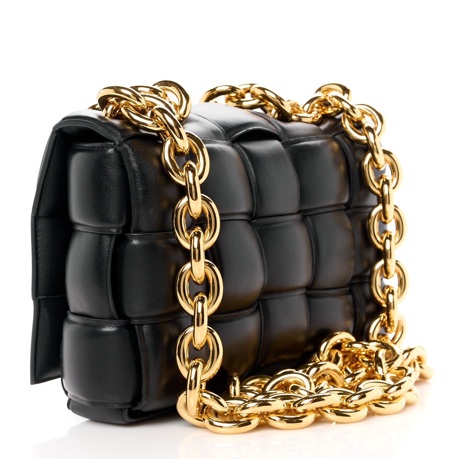 Bottega Veneta Lambskin Maxi Intreccio Padded Chain Cassette Crossbody Bag Black 3 of 10