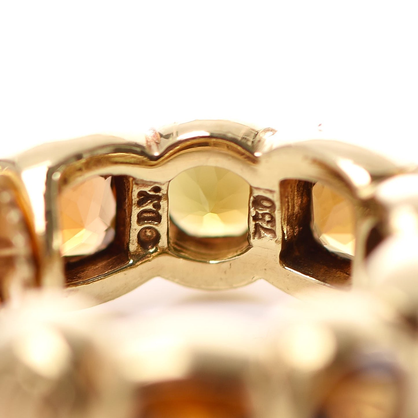 18K Yellow Gold Citrine Smoky Quartz Peridot Cushion Capri Eternity Hoop Earrings