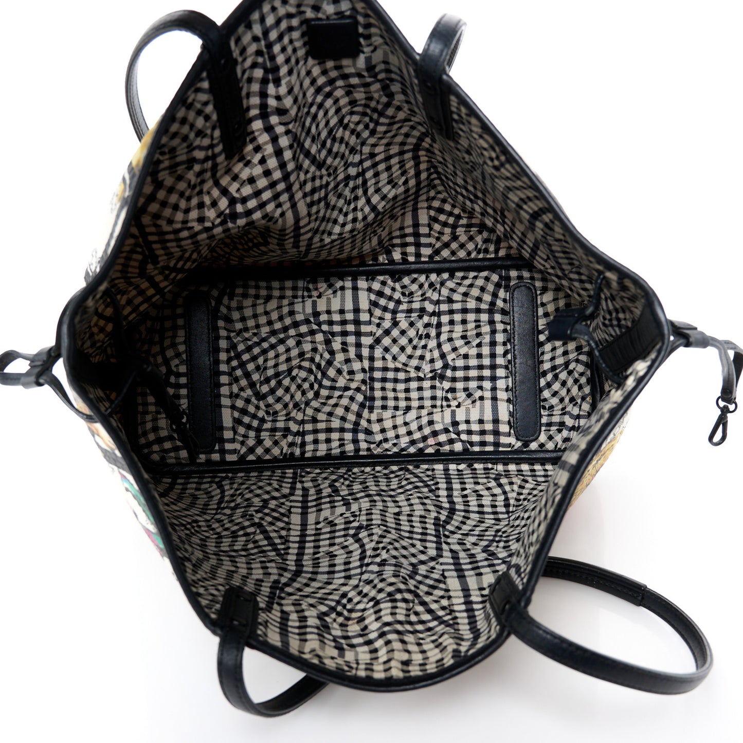 Visetos Calfskin Motif Rombi Lion Printed Reversible Shopper Tote White