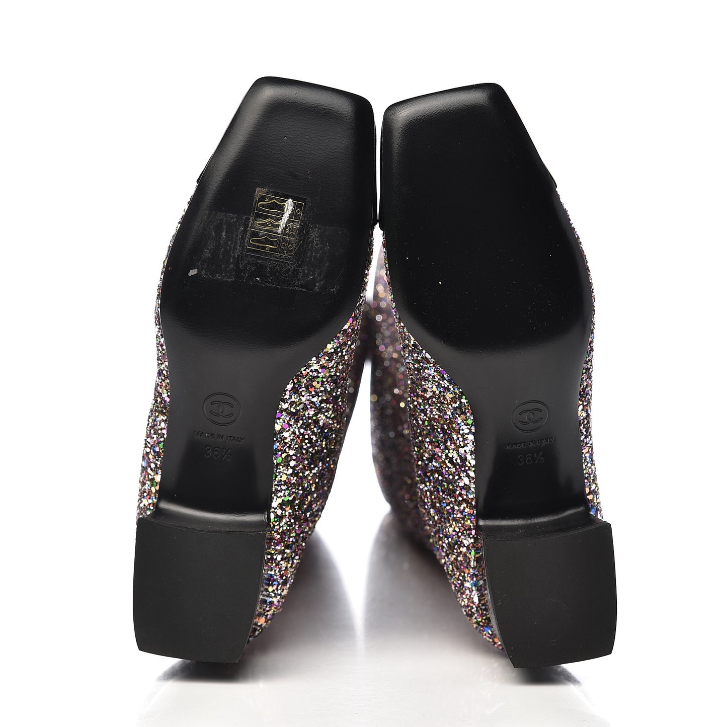 Glitter Patent Calfskin Cap Toe Fantasy High Boots 36.5 Multicolor Black