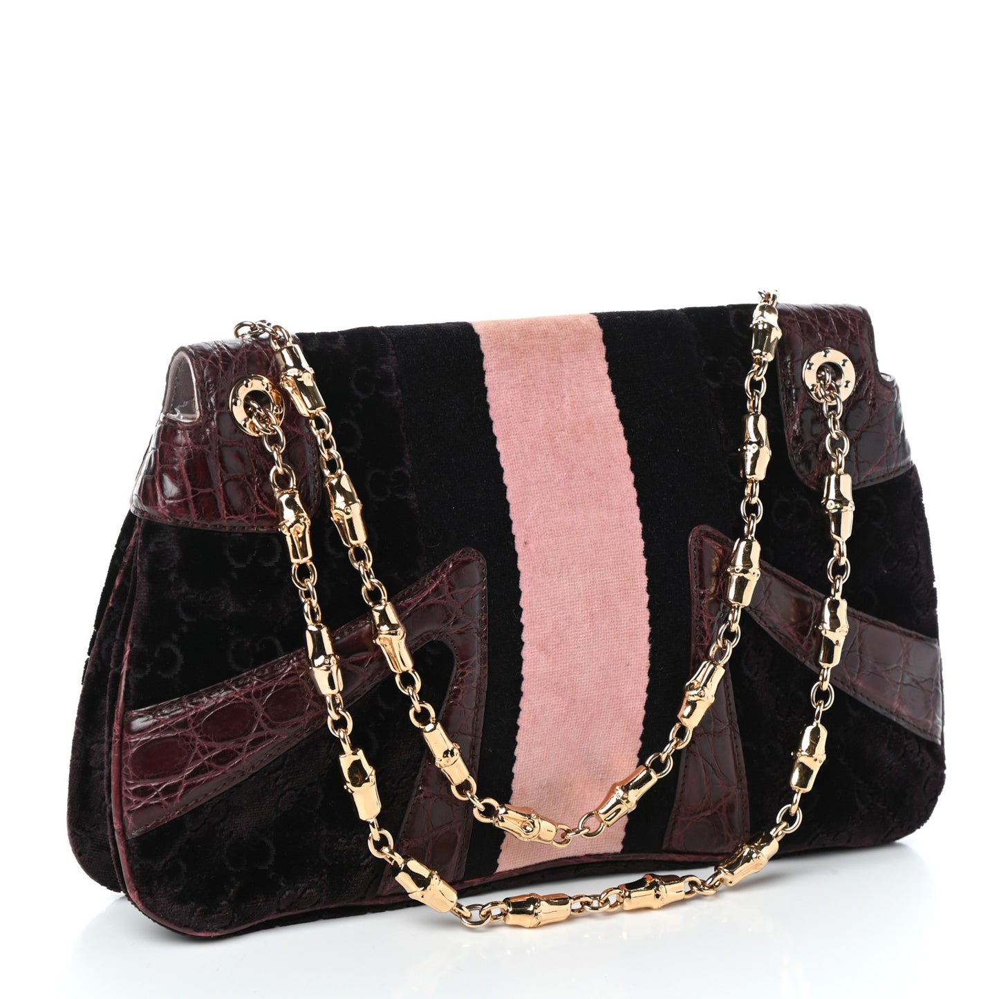 Velvet Monogram Crocodile Tom Ford Jeweled Dragon Shoulder Bag Purple Pink