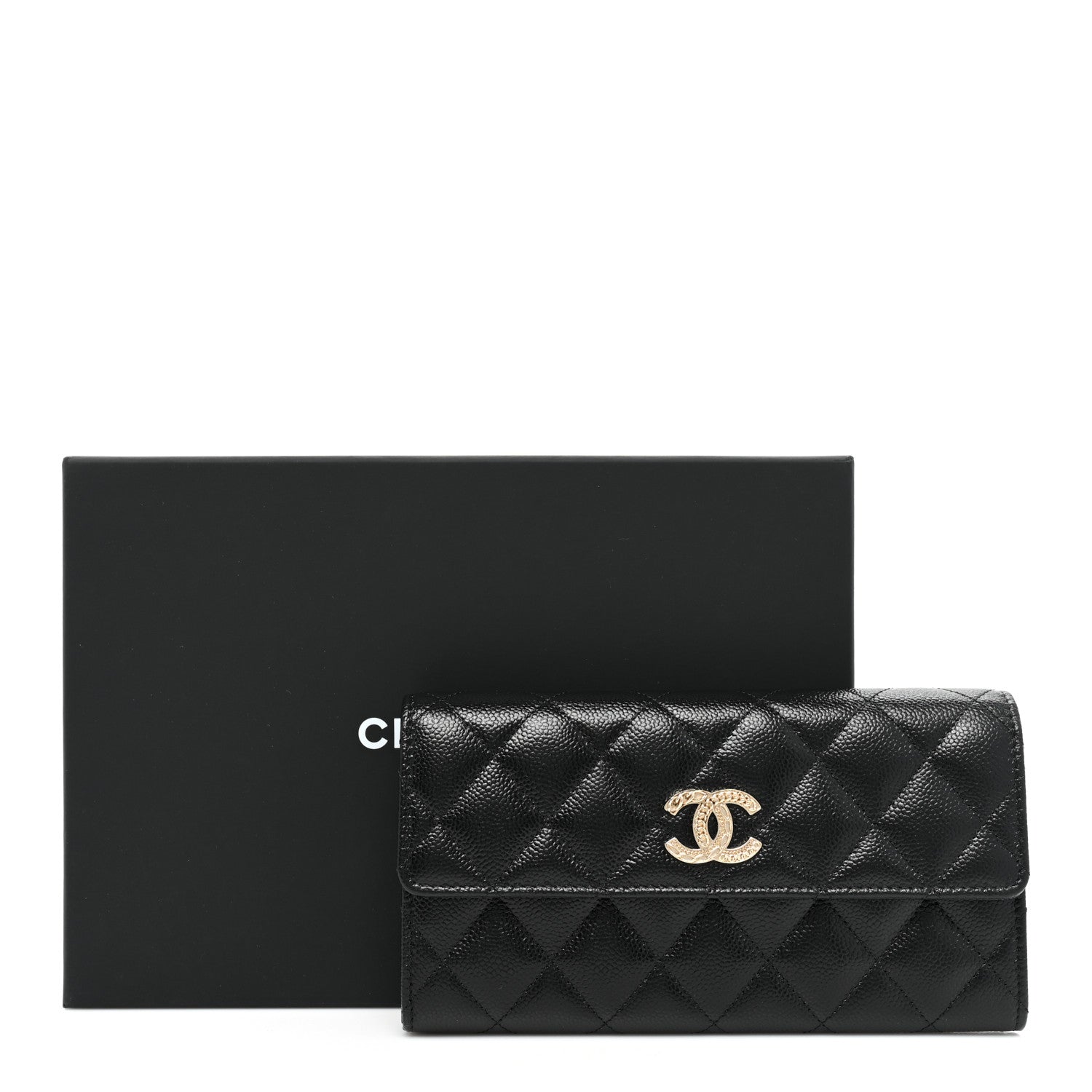Chanel Caviar Quilted Multi Chain CC Large Gusset Flap Wallet Black 12 of 12