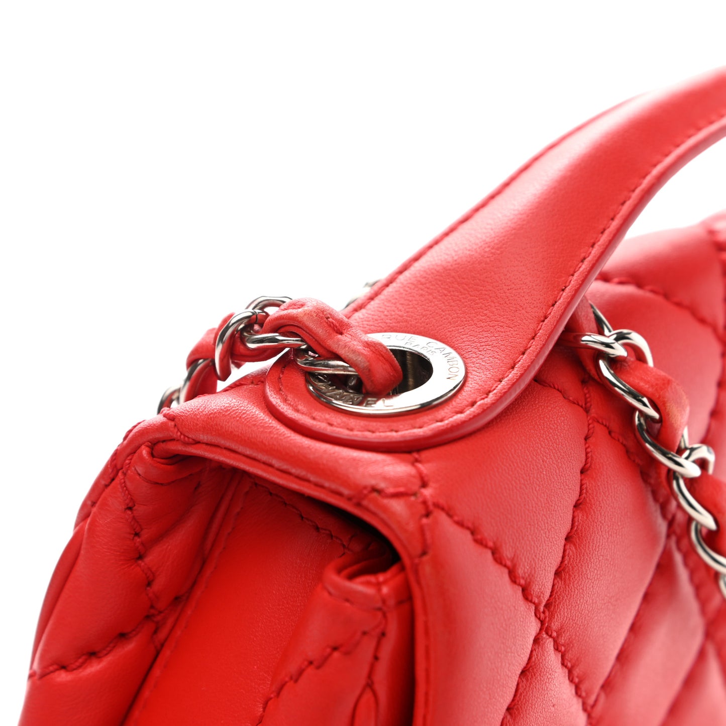 Lambskin Quilted Medium Easy Carry Flap Red