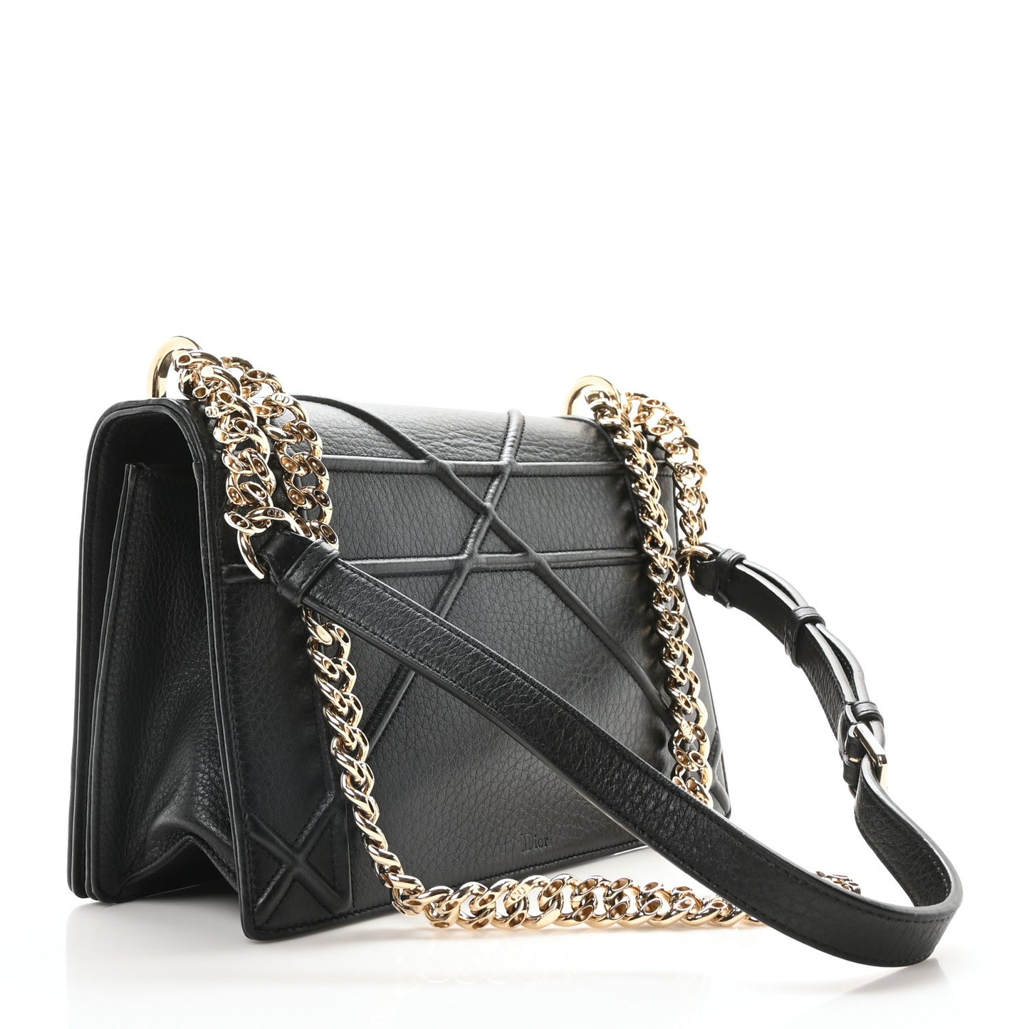 Grained Calfskin Medium Diorama Flap Bag Black