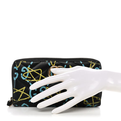 Gucci Calfskin Matelasse GucciGhost GG Marmont Zip Around Wallet Black New Acquamarine 6 of 13