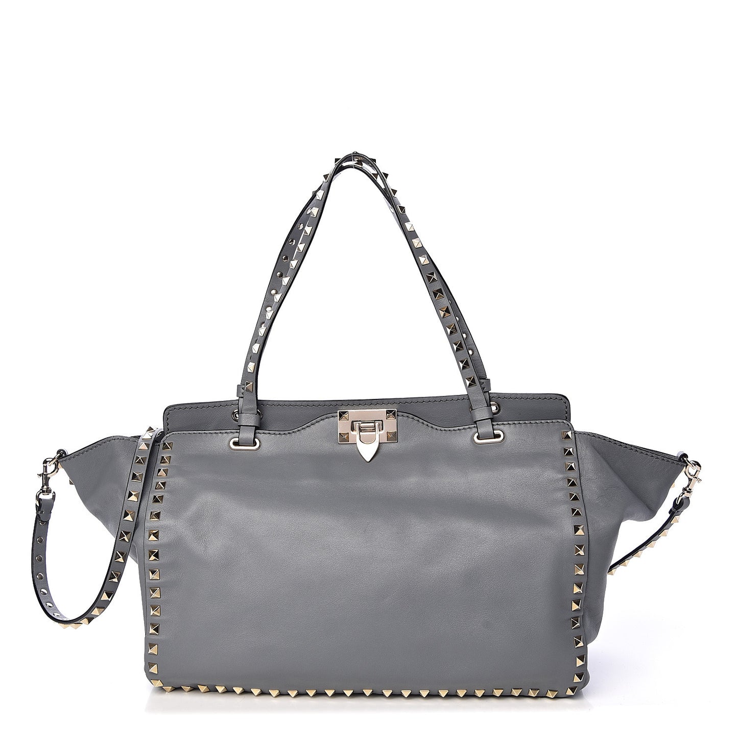 Vitello Medium Rockstud Tote Stone