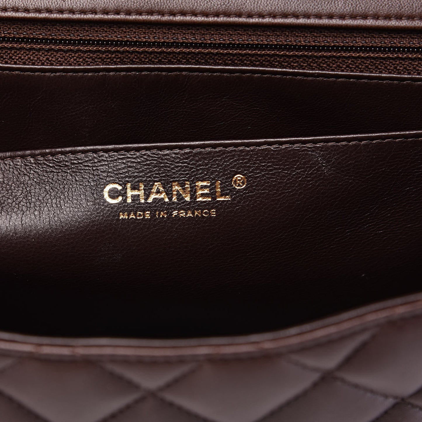 Lambskin Quilted Jumbo Single Flap Dark Brown