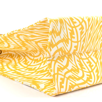 Fendi X SARAH COLEMAN Glazed Canvas Vitello King FF Vertigo Shopping Tote Bag Mimosa White 9 of 10