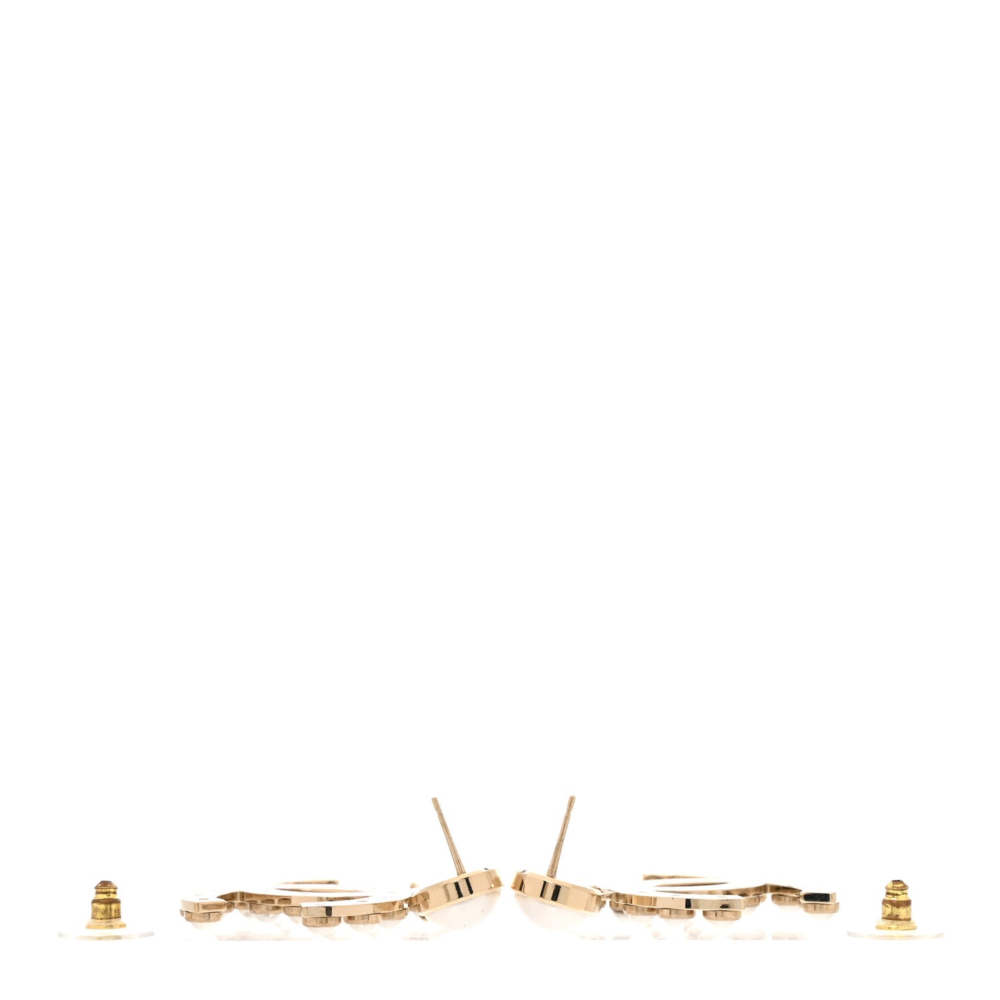 Pearl Large CC Drop Earrings Gold