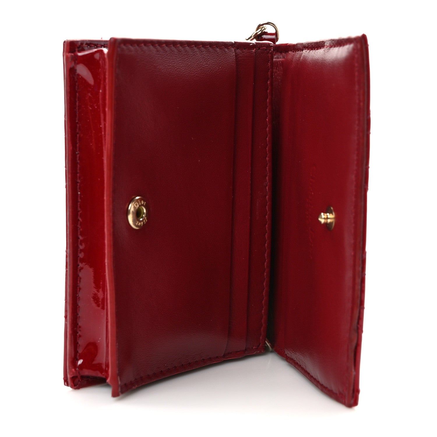 Christian Dior Patent Cannage Mini Lady Dior Wallet Cherry Red 5 of 9