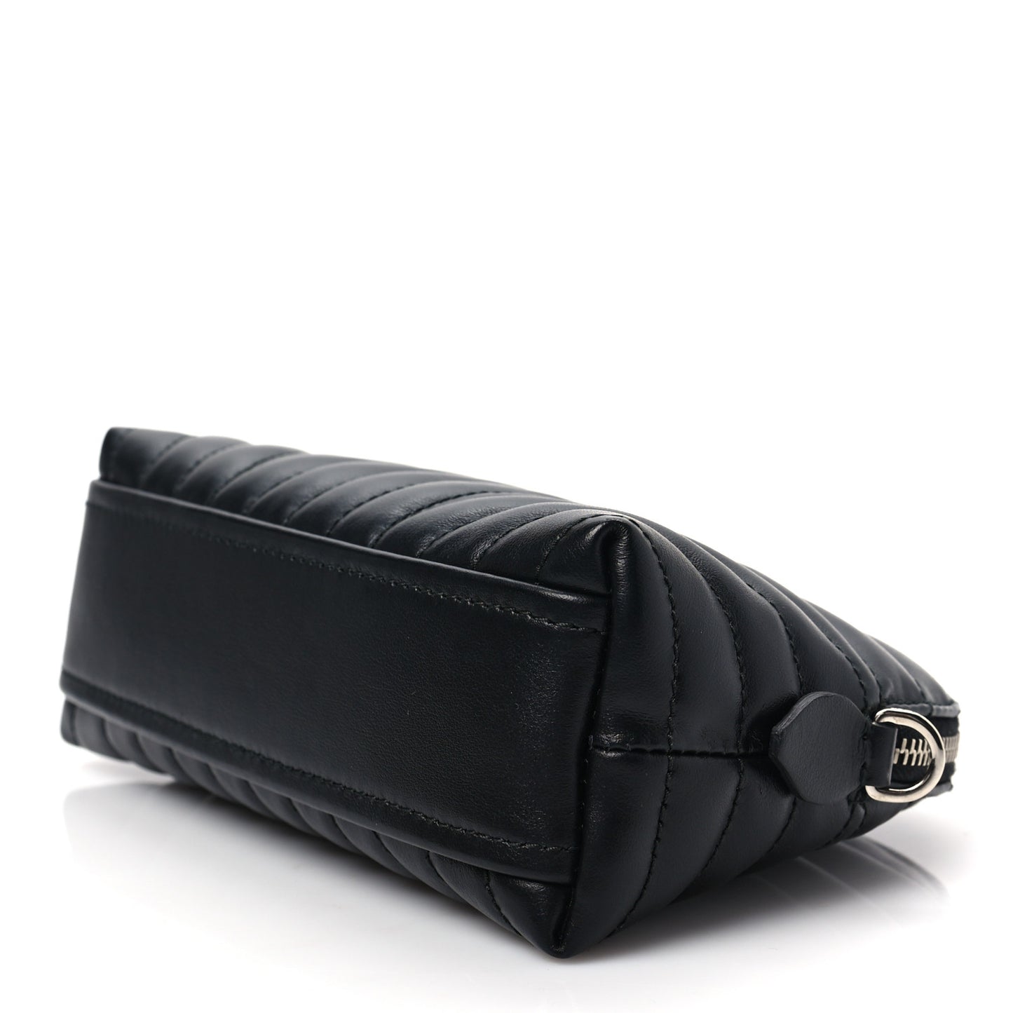 Soft Calfskin Diagramme Wristlet Pouch Bag Black