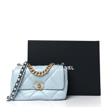 Chanel Lambskin Quilted Medium Chanel 19 Flap Light Blue 10 of 10