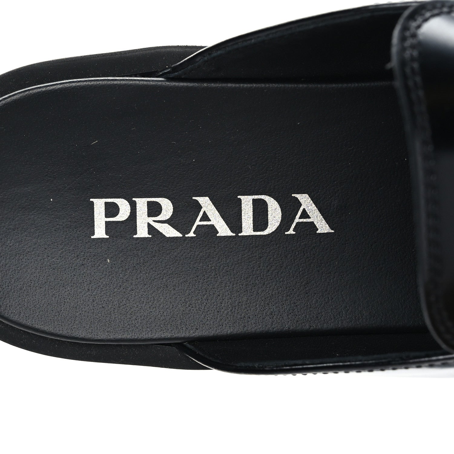 Prada Spazzolato Metal Triangle Logo 40mm Loafer Mules 39 Black 7 of 8