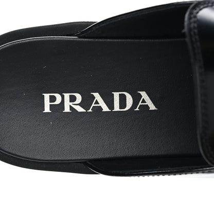 Prada Spazzolato Metal Triangle Logo 40mm Loafer Mules 39 Black 7 of 8