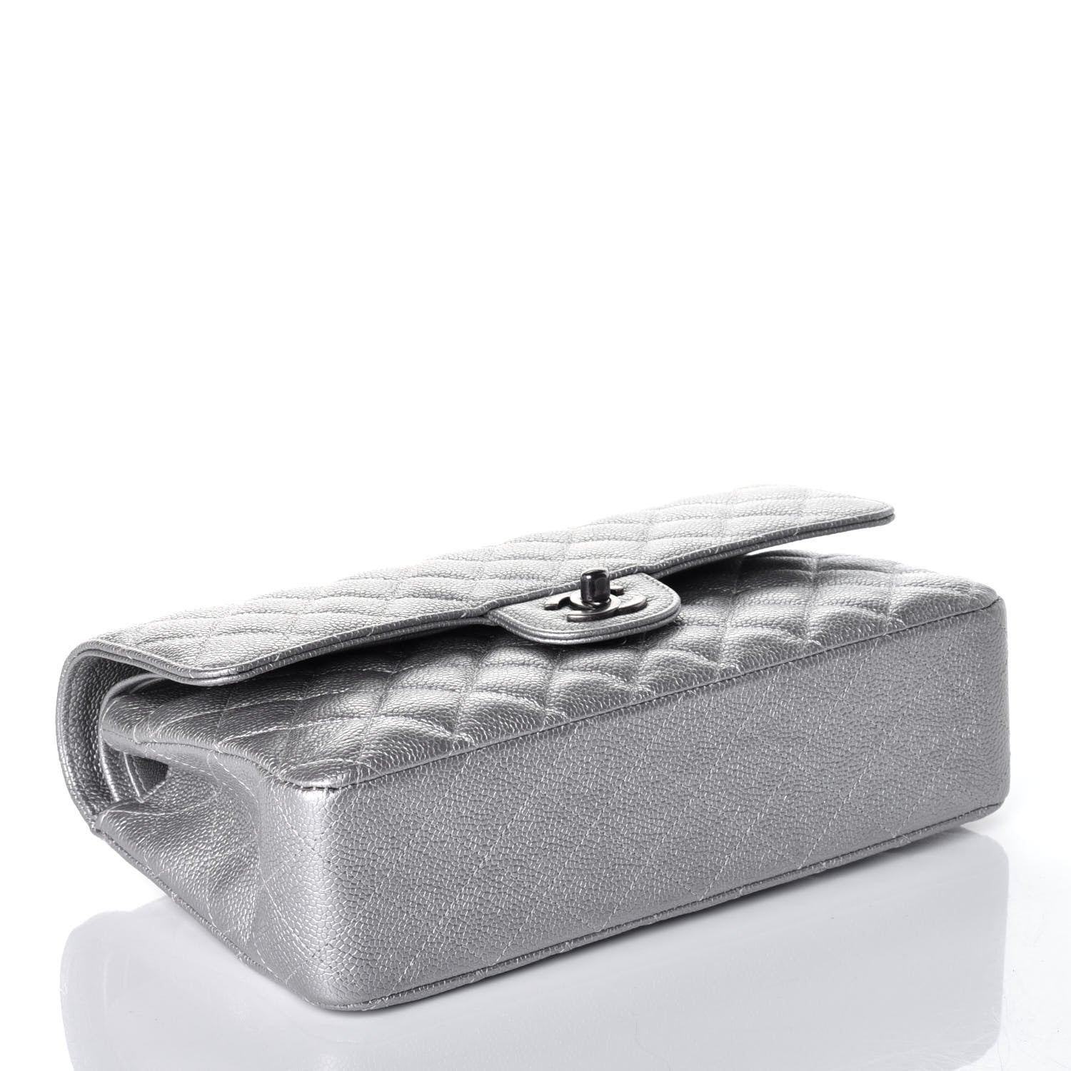 Chanel Metallic Caviar Quilted Medium Double Flap Silver 4 of 9