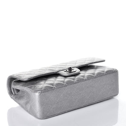 Chanel Metallic Caviar Quilted Medium Double Flap Silver 4 of 9