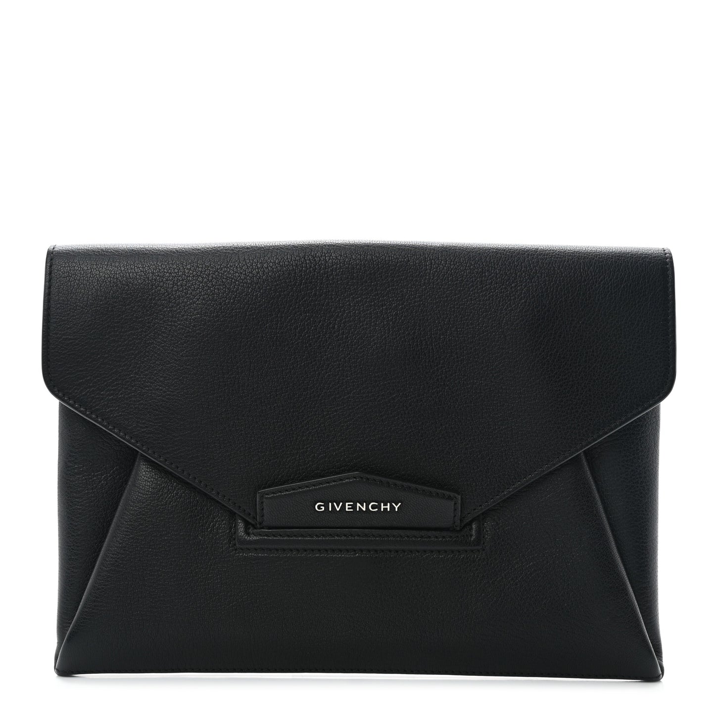 Sugar Goatskin Medium Antigona Envelope Clutch Black