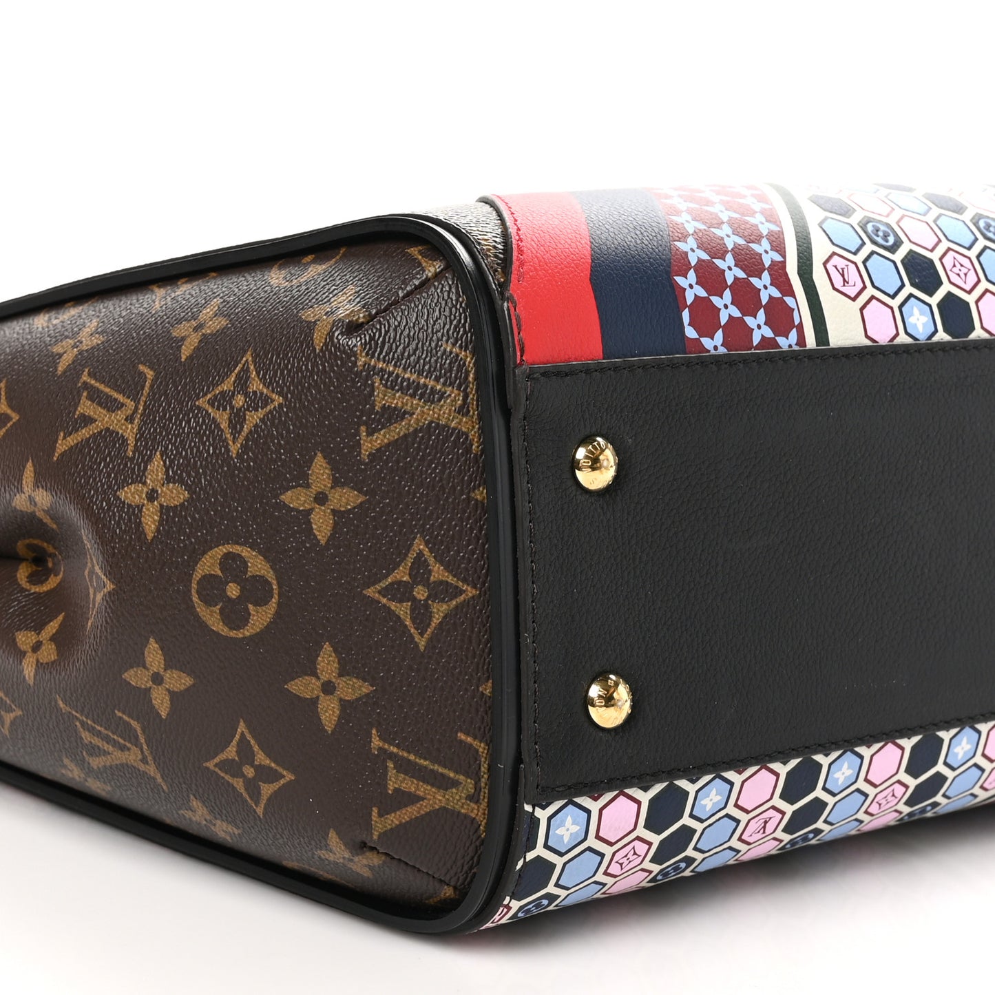 Calfskin Monogram Kimono Tote MM Rouge Navy