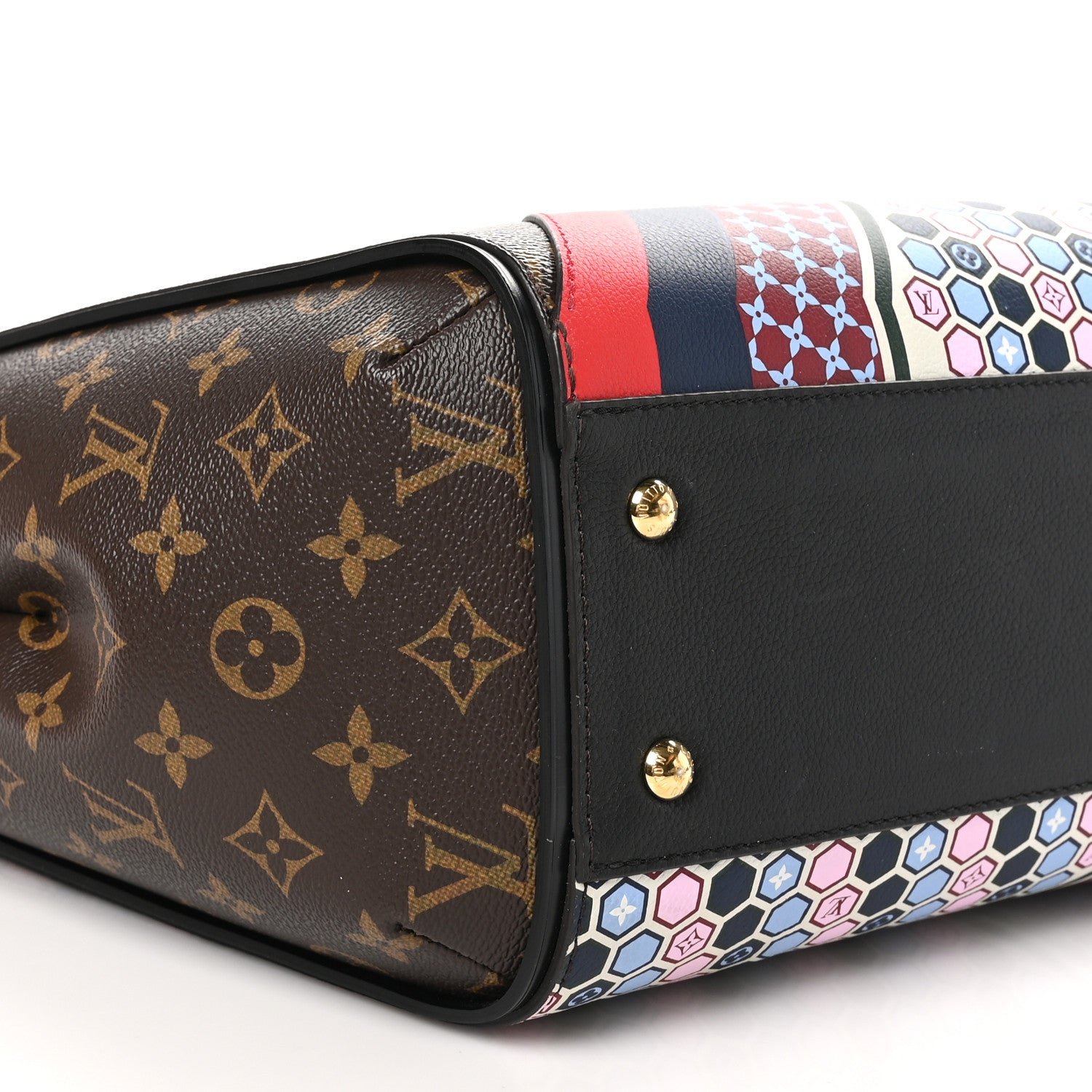 Louis Vuitton Calfskin Monogram Kimono Tote MM Rouge Navy 9 of 9