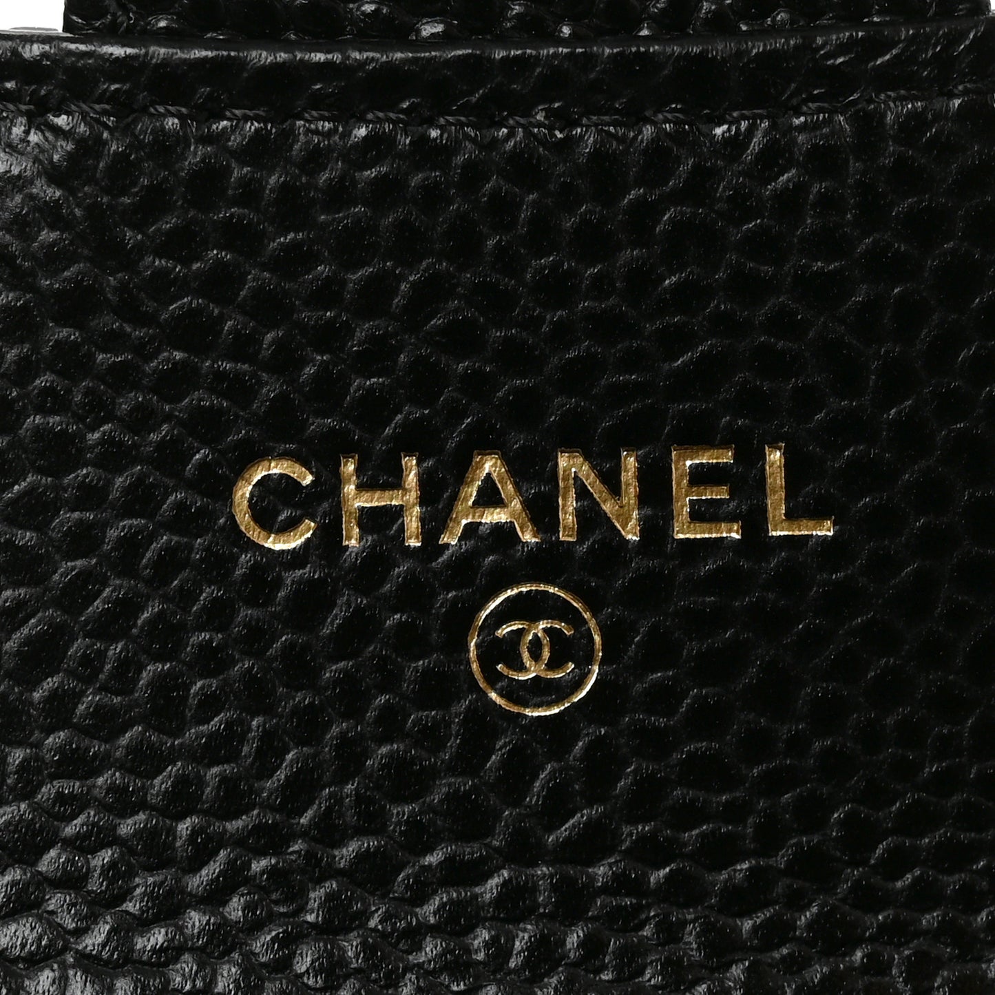 Caviar Quilted Flap Card Holder Wallet Black