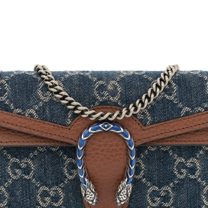 Gucci New Denim GG Monogram Dollar Calfskin Enamel Super Mini Dionysus Shoulder Bag Blue Tea Cuir Epilog Electric Blue 7 of 11