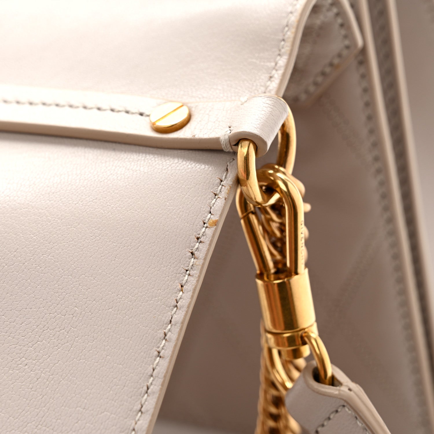 Givenchy Goatskin Quilted Medium GV3 Shoulder Bag Beige 9 of 10
